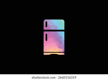 Diseño de logotipo de refrigerador de baja poli con refrigerador, Ilustración vectorial
