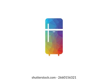 Diseño de logotipo de refrigerador de baja poli con refrigerador, Ilustración vectorial