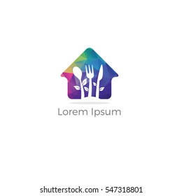 Low poly Restaurant Logo - Food Industry, takeaway logo vector,  Polygonal Home baking. colorful vector,