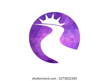 Low Poly and River creek logo design, Vector design concept
