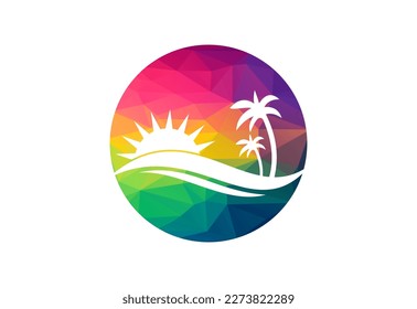 Low Poly and River creek logo design, Vector design concept
