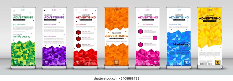 low poly roll up banner design for annual meetings, events, presentations 