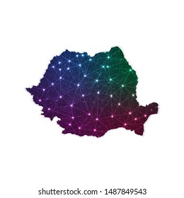Low poly Romania map in geometric polygonal on white background. Vector Illustration Eps10.