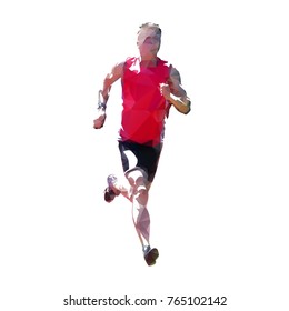 Low poly running man, abstract vector illustration