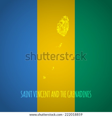 Low Poly Saint Vincent and The Grenadines Map with National Colors - Infographic - Vector Illustration