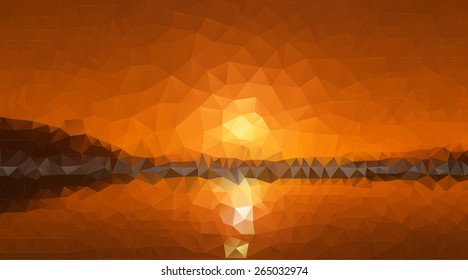 Low Poly Sea Sunset Art background for your polygonal flyer, stylish brochure, poster background and fresh applications.