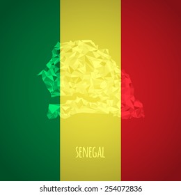 Low Poly Senegal with National Colors - Infographic - Vector Illustration