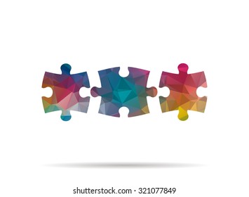 low poly separate icon colorful puzzle pieces