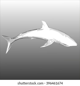 Low poly shark on black gradient background