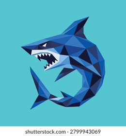 Low Poly Shark Vector Illustration – Geometric Great White Shark Polygon Art