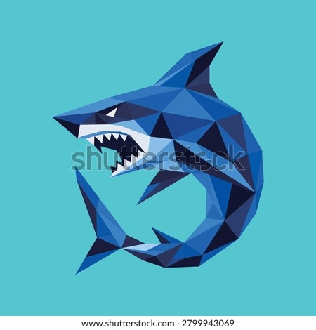 Low Poly Shark Vector Illustration – Geometric Great White Shark Polygon Art