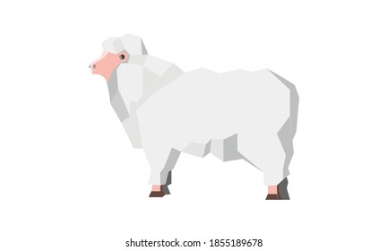 Low poly Sheep isolated on white background. Sheep, Lamb silhouette. Trendy flat style. Livestock, farm animal. Graphics for kebab, grocery store, farmer's market. Vector illustration