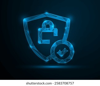 Low Poly Shield Icon Design, Geometric 3D Symbol Representing Protection, Security, Defense, Safety, and Strong Defense Systems Concept for Cybersecurity, Personal Security, and Safety Solutions