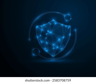 Low Poly Shield Icon Design, Geometric 3D Symbol Representing Protection, Security, Defense, Safety, and Strong Defense Systems Concept for Cybersecurity, Personal Security, and Safety Solutions