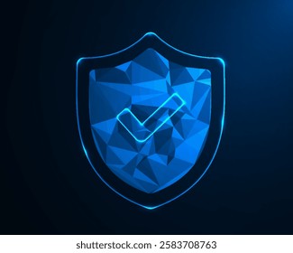 Low Poly Shield Icon Design, Geometric 3D Symbol Representing Protection, Security, Defense, Safety, and Strong Defense Systems Concept for Cybersecurity, Personal Security, and Safety Solutions