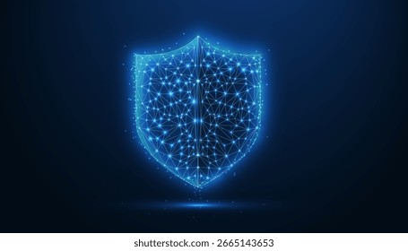 Design de ícone de escudo de baixa poly: Símbolo de proteção 3D estilizado para jogos, aplicativos, interface de usuário, segurança e interfaces digitais