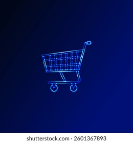 Low poly shopping cart icon vector design