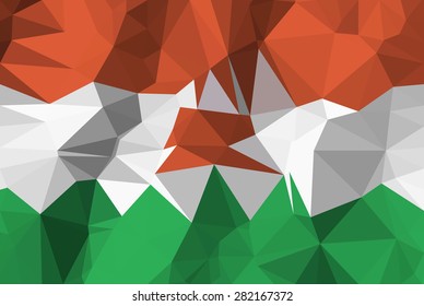 Low Poly Sierra Leone flag on polygons texture background, modern style