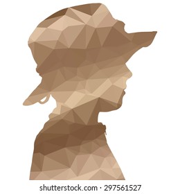 Low poly silhouette boy on white background.