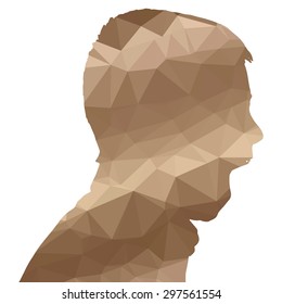 Low poly silhouette boy on white background.