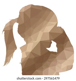 Low poly silhouette child on white background.