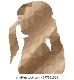 Low poly silhouette child on white background.