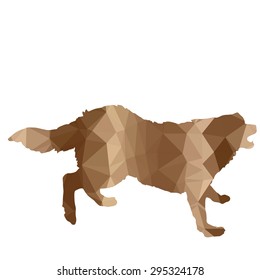 low poly silhouette dog on a white background