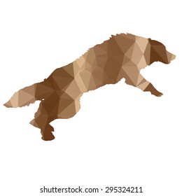 low poly silhouette dog on a white background