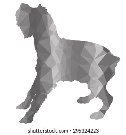 low poly silhouette dog on a white background