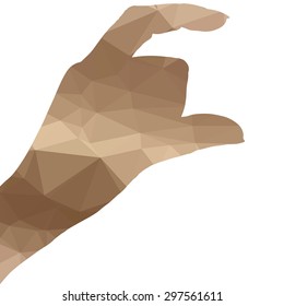 Low poly silhouette hand on white background.