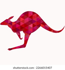 Low poly silhouette Kangaroo vector on white