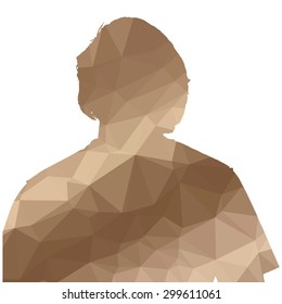 Low poly silhouette man on white background.