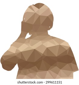 Low poly silhouette man on white background.