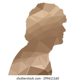Low poly silhouette man on white background.