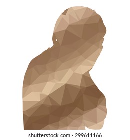 Low poly silhouette man on white background.