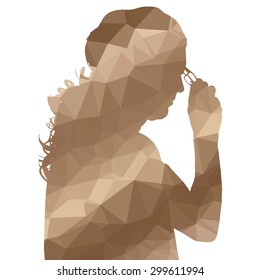 Low Poly Silhouette Woman On White Stock Vector (Royalty Free) 297560648