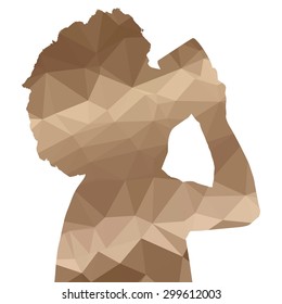 Low poly silhouette man on white background.