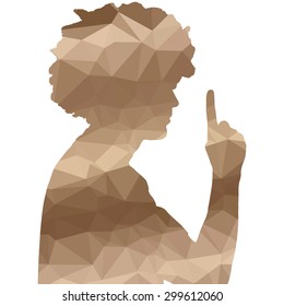 Low poly silhouette man on white background.