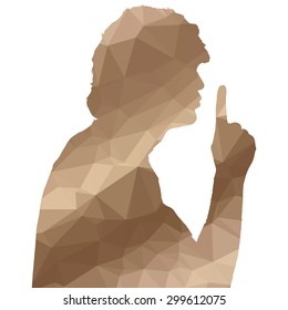 Low poly silhouette man on white background.