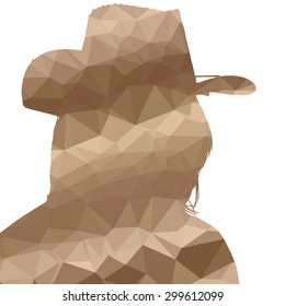 Low poly silhouette man on white background.