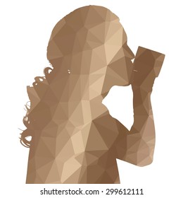 Low poly silhouette man on white background.