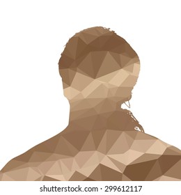 Low poly silhouette man on white background.