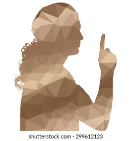 Low poly silhouette man on white background.