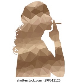 Low poly silhouette man on white background.