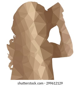 Low poly silhouette man on white background.