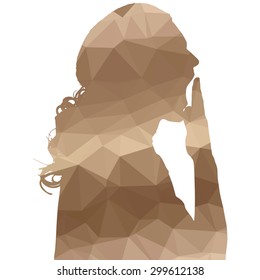 Low poly silhouette man on white background.