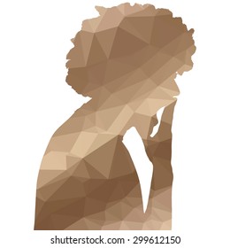 Low poly silhouette man on white background.