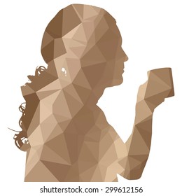 Low poly silhouette man on white background.