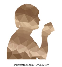 Low poly silhouette man on white background.