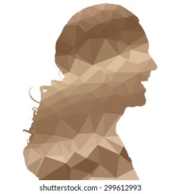 Low poly silhouette man on white background.